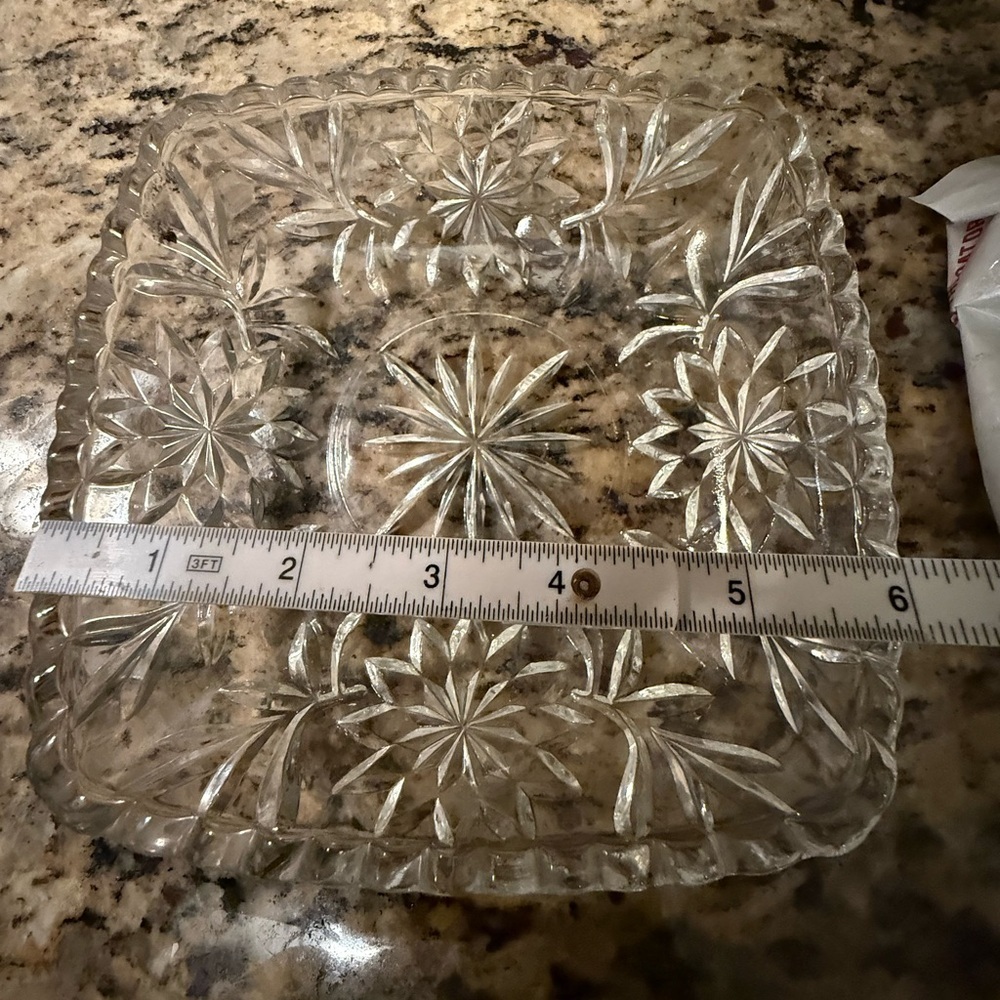 Vintage Hazel-Atlas Prescut Clear Glass Dish – 1940s Square Candy Bowl.
